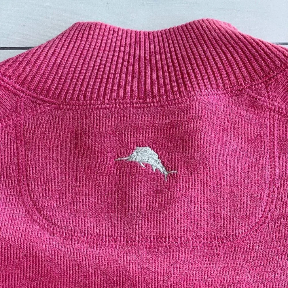 Tommy‎ Bahama Woman's Pink Pullover Quarter Zip, Heavyweight Heavy Kit Thick